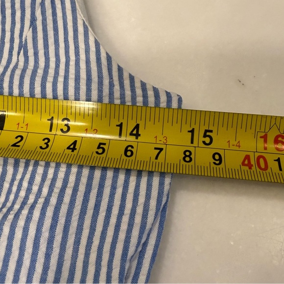 Polo Ralph Lauren Girls Seersucker Dress Blue/white Stripe Fit & Flare Sz 12 - Picture 7 of 14